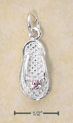 STERLING SILVER OCTOBER CZ BIRTHSTONE FLIP FLOP CHARM
