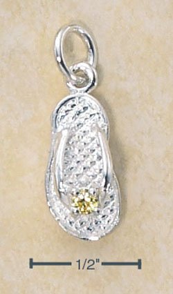 STERLING SILVER NOVEMBER CZ BIRTHSTONE FLIP FLOP CHARM