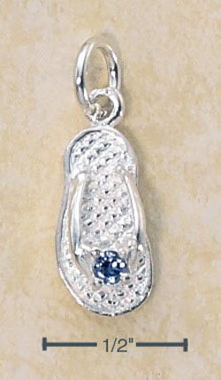 STERLING SILVER DECEMBER CZ BIRTHSTONE FLIP FLOP CHARM