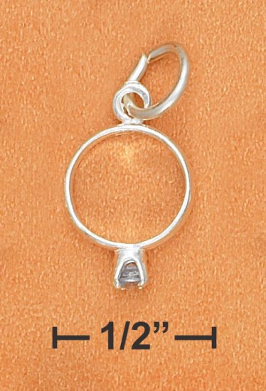 STERLING SILVER BIRTHSTONE RING WITH MARCH CZ