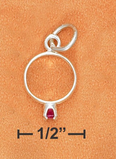 STERLING SILVER BIRTHSTONE RING WITH JULY CZ