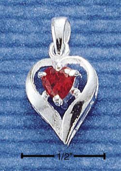 JAN : STERLING SILVER JANUARY CZ HEART CHARM