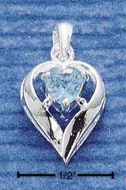 STERLING SILVER MARCH CZ HEART CHARM