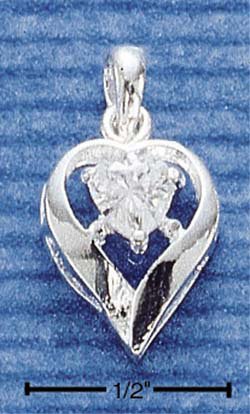 STERLING SILVER APRIL CZ HEART CHARM