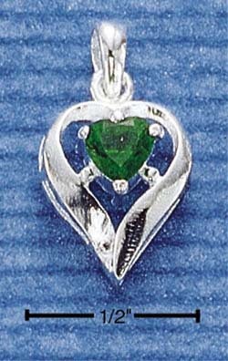 STERLING SILVER MAY CZ HEART CHARM