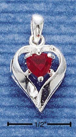 STERLING SILVER JULY CZ HEART CHARM