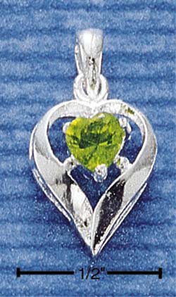 STERLING SILVER AUGUST CZ HEART CHARM