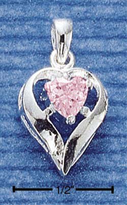 STERLING SILVER OCTOBER CZ HEART CHARM