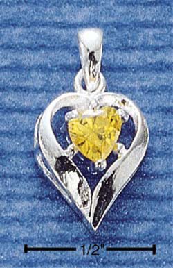 STERLING SILVER NOVEMBER CZ HEART CHARM