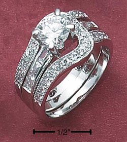 STERLING SILVER WOMENS 2 PC WEDDING RING SET
