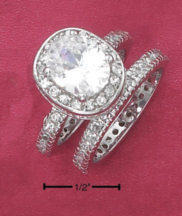 STERLING SILVER 2.5CT CZ SOLATAIRE WEDDING SET