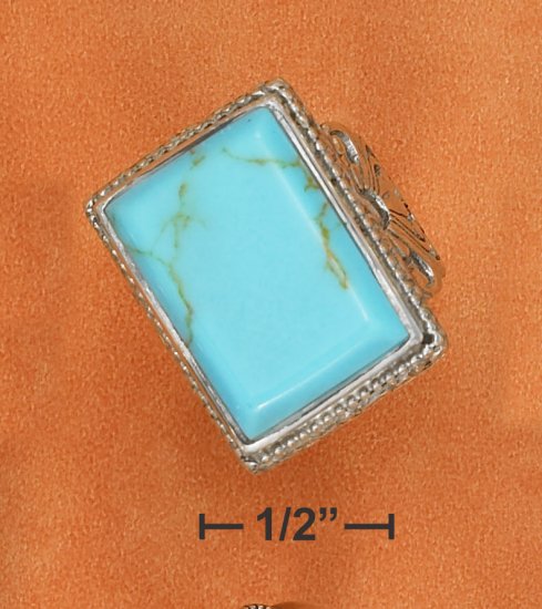 STERLING SILVER LARGE RECTANGULAR TURQUOISE RING