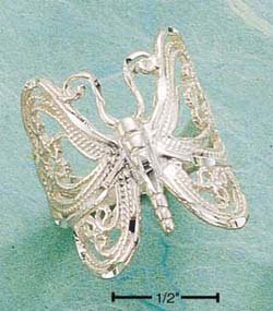 STERLING SILVER NEW LARGE BUTTERFLY FILIGREE RING.
