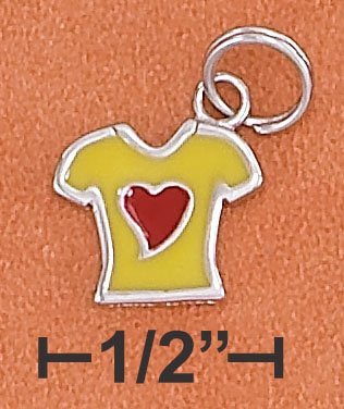 STERLING SILVER RP REVERSIBLE 10X12MM ENAMEL T-SHIRT CHARM
