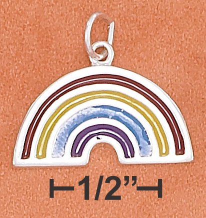 STERLING SILVER 11X21MM ENAMEL RAINBOW CHARM