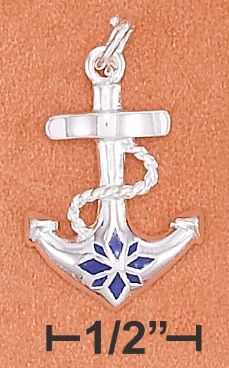 STERLING SILVER HP 22MM LONG ANCHOR CHARM
