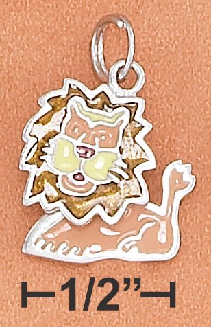 STERLING SILVER RP 14X16MM ENAMEL LION CHARM