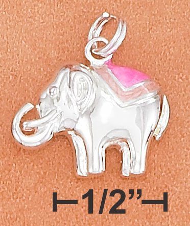 STERLING SILVER ROUNDED 14X18MM LUCKY ELEPHANT CHARM