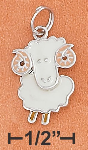 STERLING SILVER RP 13X17MM ENAMEL BIG HORN SHEEP CHARM
