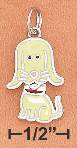 STERLING SILVER RP 13X18MM ENAMEL DOG CHARM