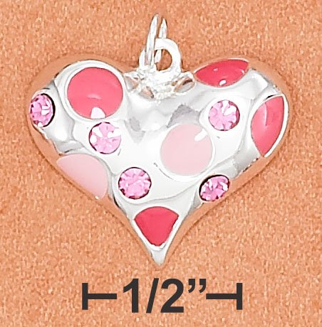 STERLING SILVER HP 19X21MM CONTEMP HEART CHARM