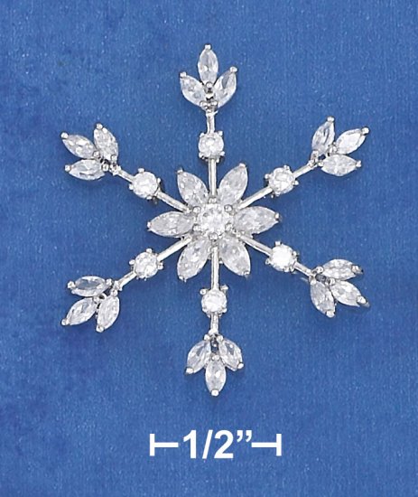 STERLING SILVER HP 35MM CZ SNOWFLAKE PENDANT