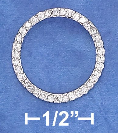 STERLING SILVER 18MM OPEN CIRCLE PENDANT W/ 1MM CLEAR CZ'S