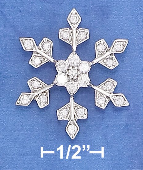 STERLING SILVER HP 27MM CZ SNOWFLAKE PENDANT