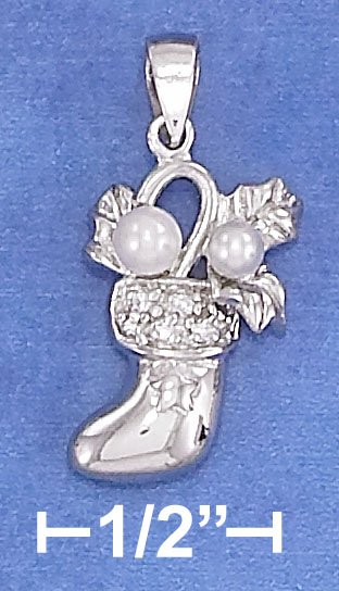 STERLING SILVER 11 X 18MM HP STOCKING CHARM