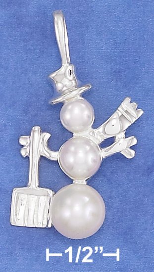 STERLING SILVER HP 29MM TRIPLE PEARL SNOWMAN CHARM