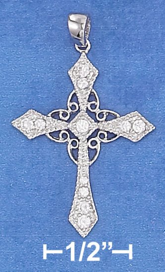 STERLING SILVER 21 X 27MM POINTED TIP CROSS PENDANT