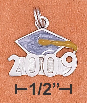 STERLING SILVER ENAMEL "2009" GRADUATION CAP CHARM