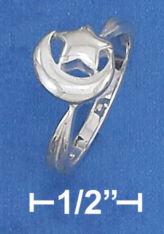 STERLING SILVER HP 9MM HP CRESCENT MOON & STAR RING