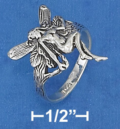 STERLING SILVER 15X22MM ANTIQUED FAIRY RING