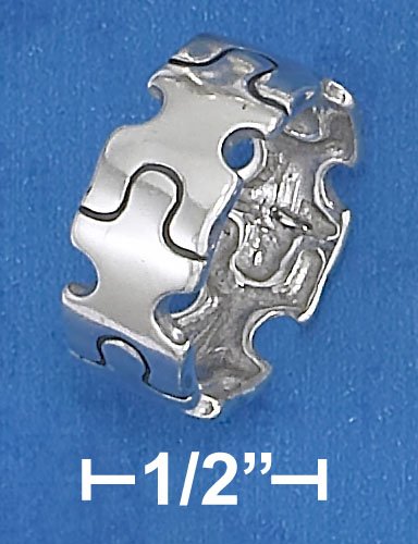 STERLING SILVER HP 8MM WIDE PUZZLE PIECE BAND RING