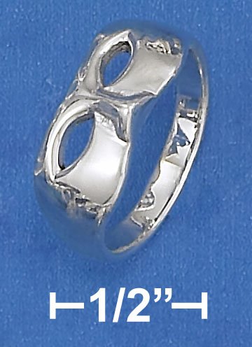 PRETTY STERLING SILVER HIGH POLISH MASK RING.