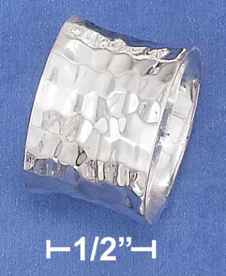 STERLING SILVER 15MM CONCAVED HAMMERED RING