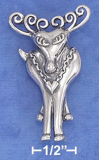 STERLING SILVER ANTIQUED LADY REINDEER PIN