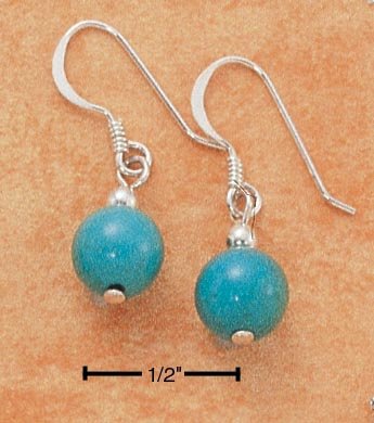 STERLING SILVER 6MM TURQUOISE BALL FRENCH WIRE EARRINGS