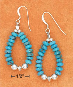STERLING SILVER BLUE TQ RONDEL BEAD LOOP FW EARRINGS