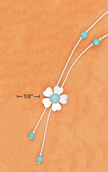 STERLING SILVER 16" 4MM TURUOISE BEAD Y-NECKLACE