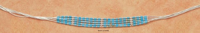STERLING SILVER 15-18" 5 STRAND LS TURQUOISE HEISHI BEAD NECKLACE