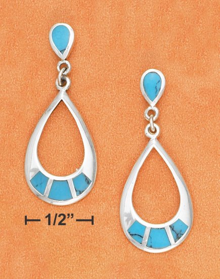 STERLING SILVER TEARDROP POST DANGLE W/ TURQUOISE INLAY