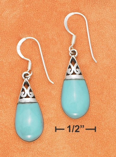 STERLING SILVER TURQUOISE TEARDROP EARRINGS