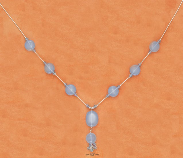 STERLING SILVER 16" LS "Y" BLUE CHALCEDONY NECKLACE