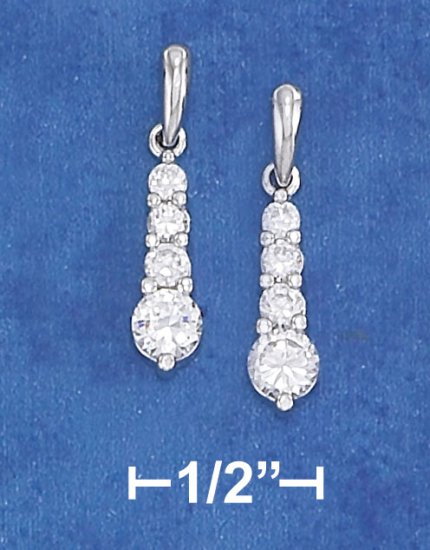 STERLING SILVER CZ POST DANGLE EARRING W/ UPSIDE DOWN TEAR POST