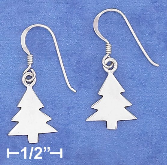 STERLING SILVER 12X13MM HIGH POLISH CHRISTMAS TREE EARRINGS