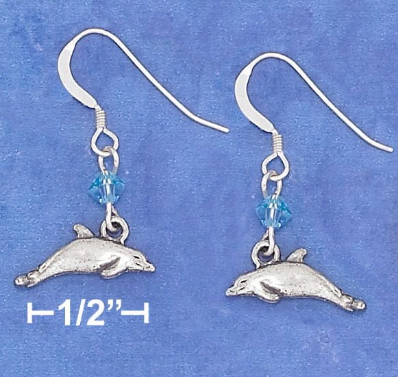 STERLING SILVER ANTIQUED DOLPHIN EARRINGS