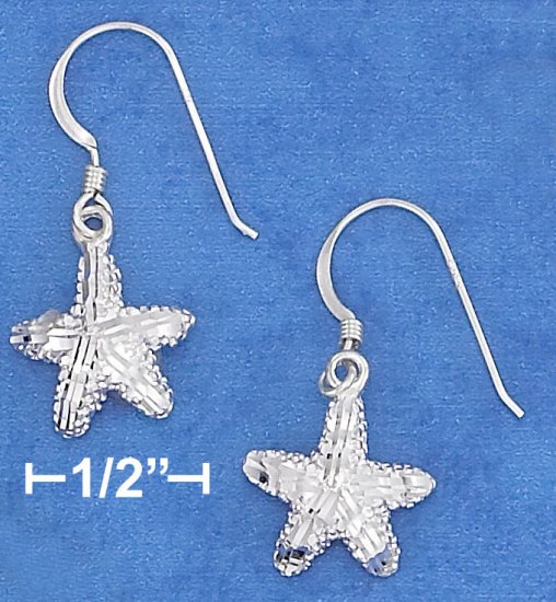 STERLING SILVER DC SATIN 12MM STARFISH EARRINGS
