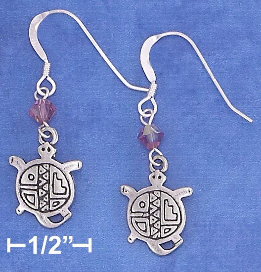 STERLING SILVER ANTIQUED SOUTHWEST TURTLE EARRINGS